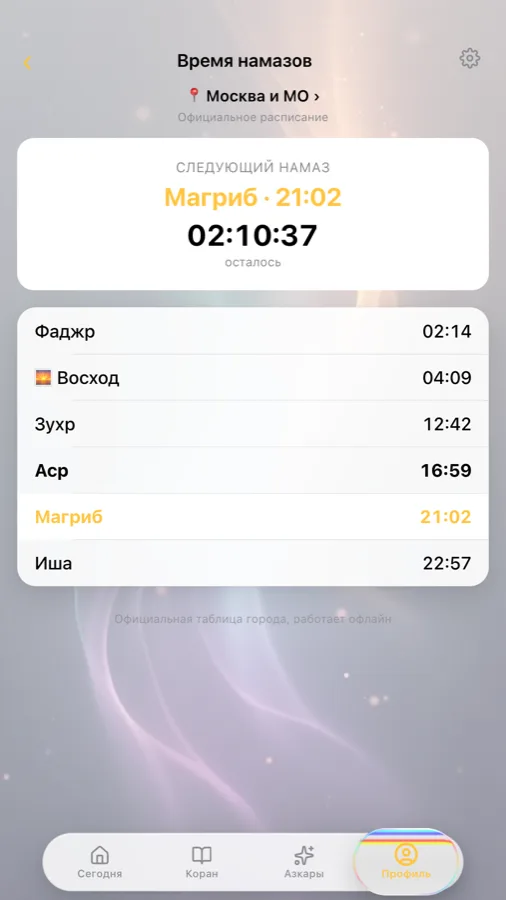 Время намаза